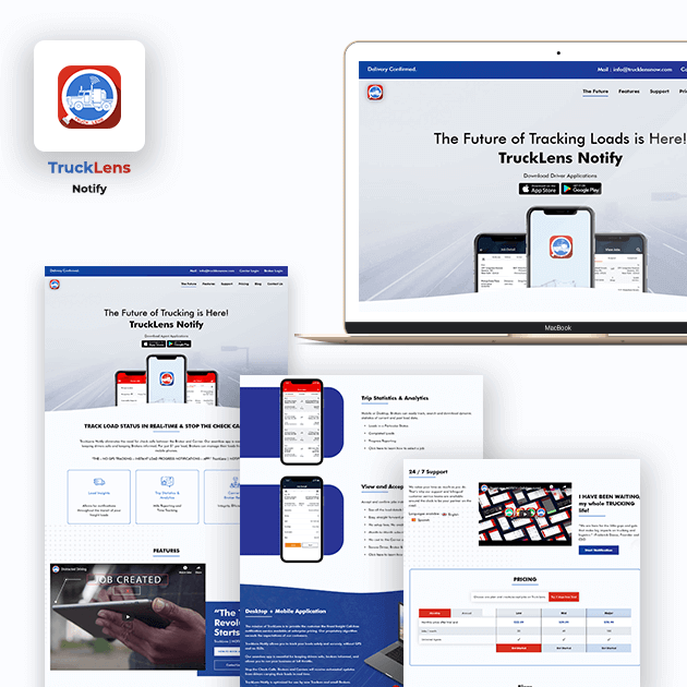 Trucklens Notify - Website and App Development